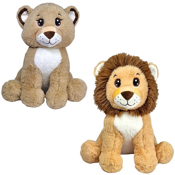 Kit Leão e Leoa de Pelúcia Safari Luxo Nicho Decoração Bebê