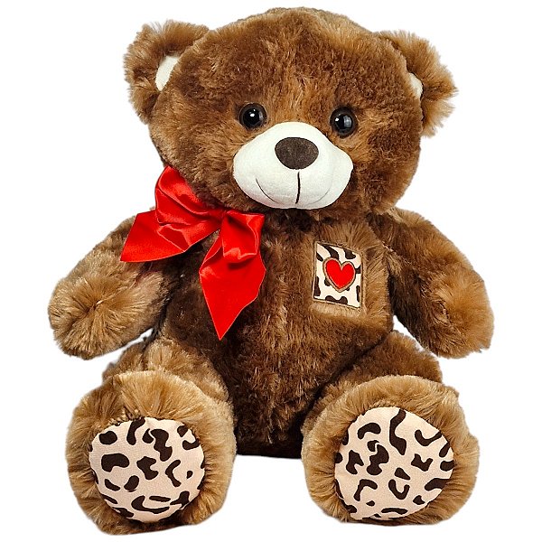 Urso de Pelúcia Grande 35cm Com Coração e Laço Lindo Amor
