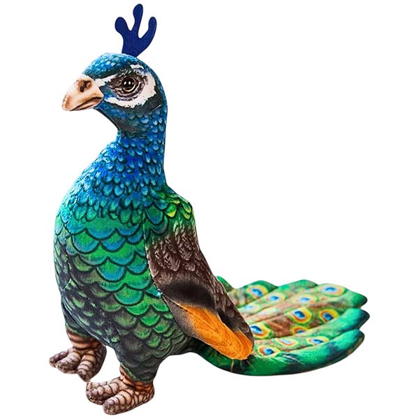 Pavão de Pelúcia Ave Realista Luxo Decoração Presente