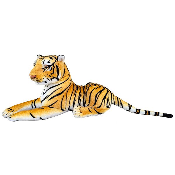 Tigre de Pelúcia 44cm Safari Realista Tigrinho Deitado Tuka