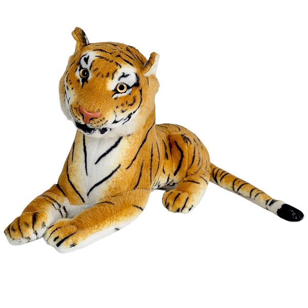 Tigre de Pelúcia Realista Deitado 55cm Safari Sunn Toys