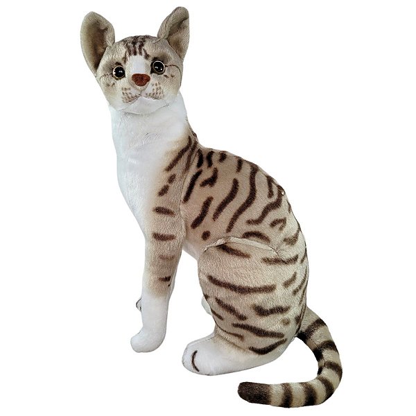 Pelúcia Gato Tigrado 25cm Gatinho Malhado Realista Sentado