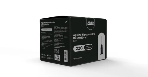 Agulha Hipodérmica Descartável 25x0,70MM (22Gx1) - Caixa com 100 un.