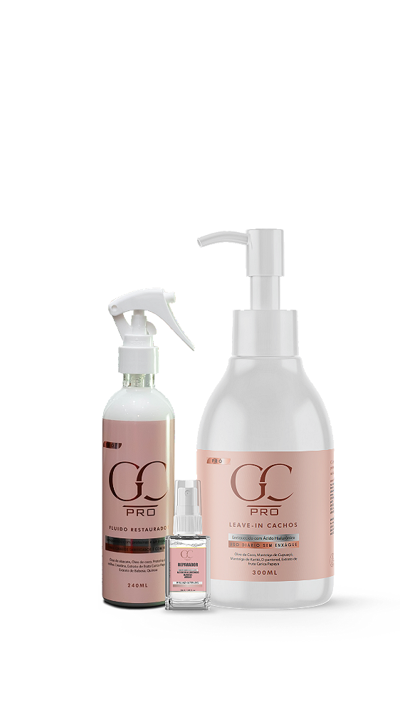 KIT Leave-in Cachos 500ml + Fluido Restaurador 240ml + Óleo Reparador 30ml