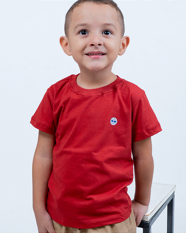 DUPLICADO - CAMISETA BÁSICA INFANTIL MASCULINO - VERMELHA.