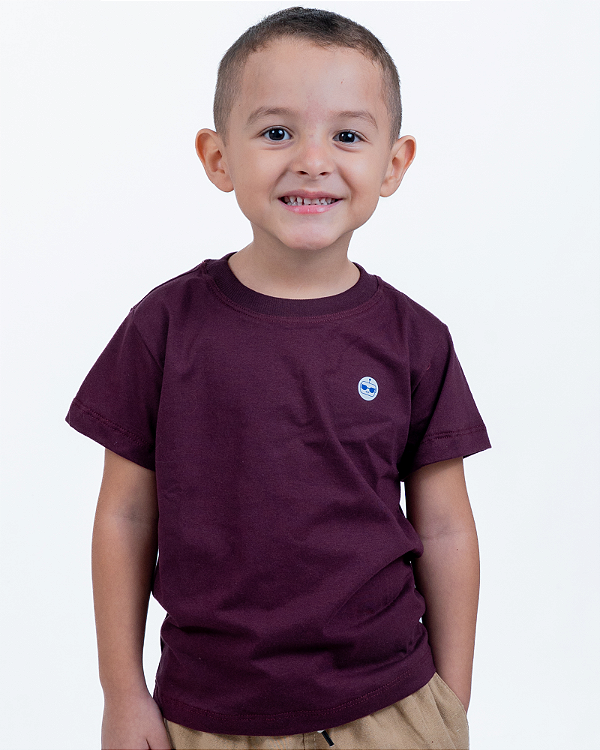 CAMISETA BÁSICA INFANTIL MASCULINO - VINHO.