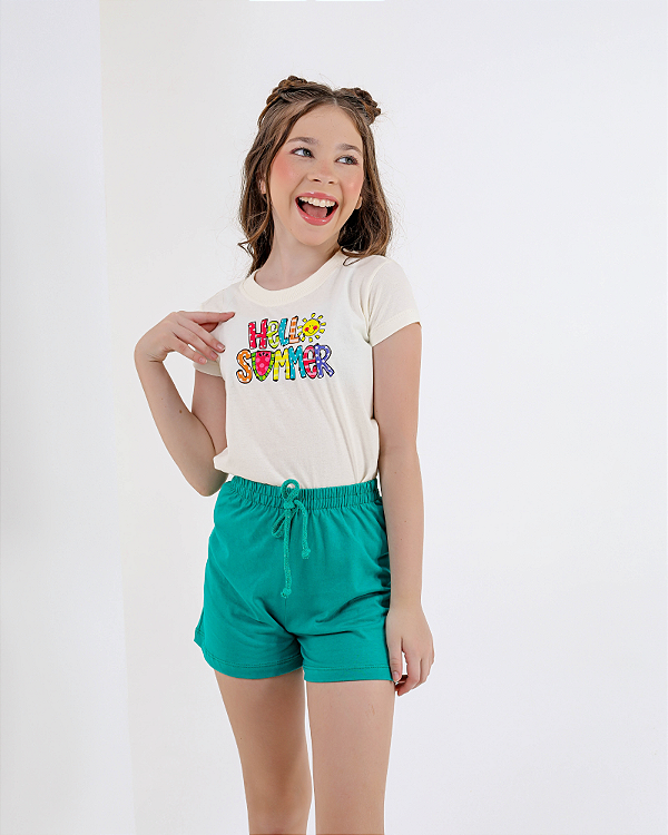CONJUNTO INFANTIL BLUSA/SHORT MENINA VERÃO - HELLO SUMMER.