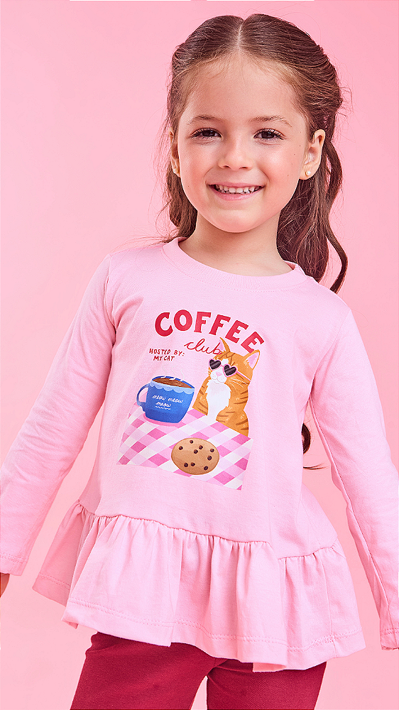 BLUSA MANGA LONGA TEEN - COFEE CAT