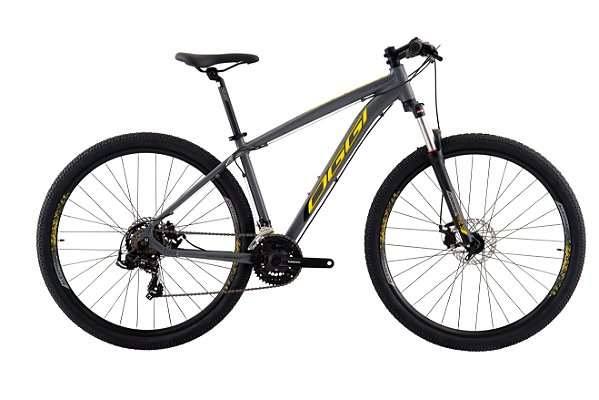 BICICLETA OGGI 29 HACKER SPORT 21V GRAFITE / AMARELO / PRETO