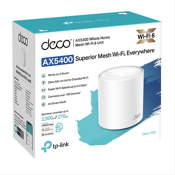 Roteador Tp-Link Deco X60 Mesh AX5400 - Pack 01 Und.