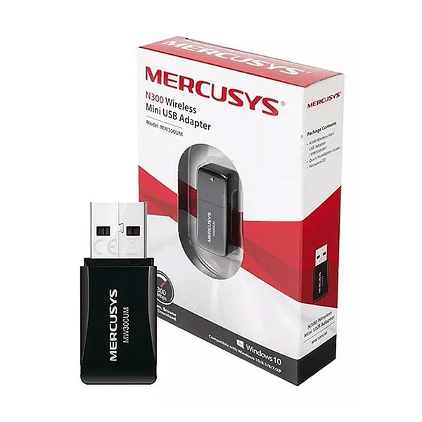 Adaptador Usb Wireless Mercusys MW300UM N300 2.4Ghz (Mini)