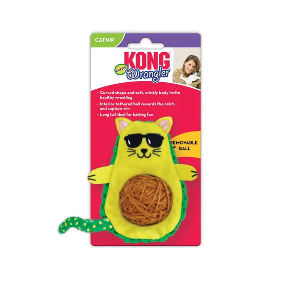 Pelúcia Interativa para Gatos Kong Wrangler AvoCATo com Catnip Único