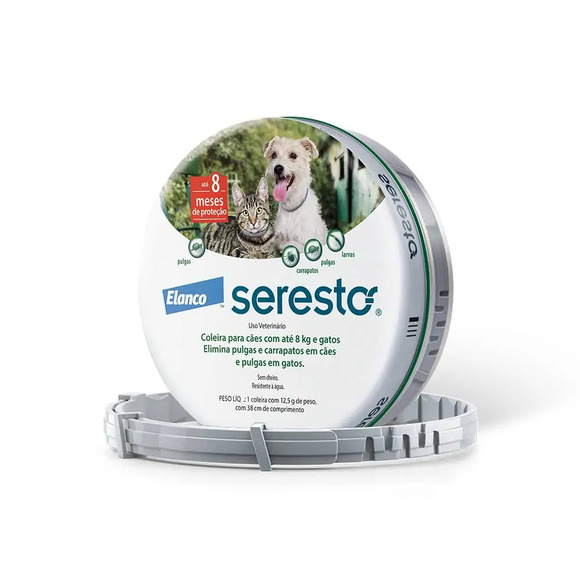 Coleira Antipulgas Seresto Cães e gatos até 8kg - 8 meses de proteção Único