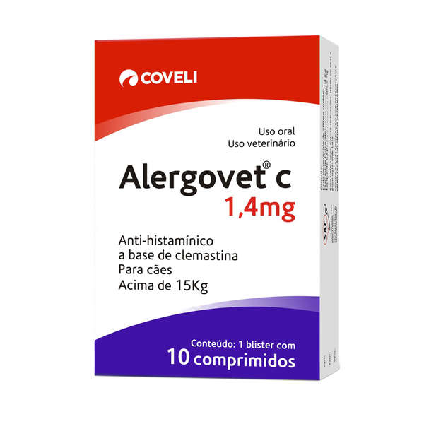 Alergovet: antialérgico para cães acima de 15kg 20 comprimidos