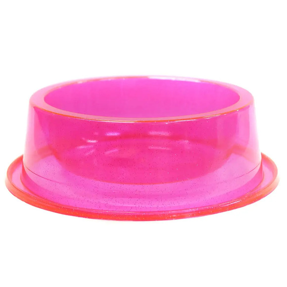 Comedouro Antiformiga Acrilico 300 ml Glitter Gato Cachorro - Rosa