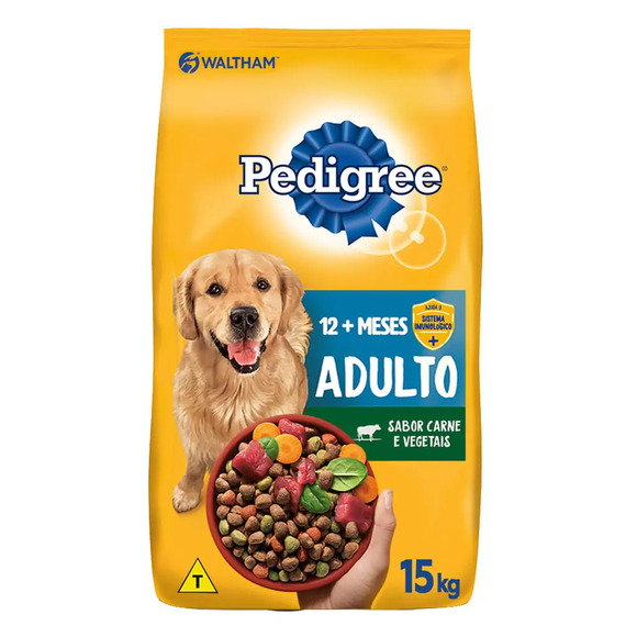 Ração Pedigree Cães Adultos Raças Médias e Grandes Carne e Vegetais 15 kg