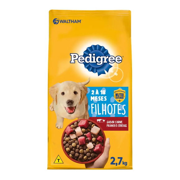 Ração Pedigree Cães Filhotes Raças Médias e Grandes Carne Frango e Cereais 2,7 kg