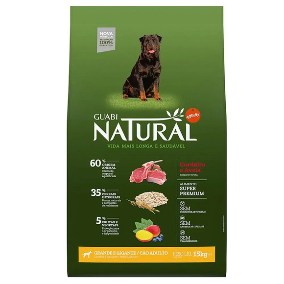 Ração Guabi Natural Cães Adultos Grande Cordeiro e Aveia 15kg