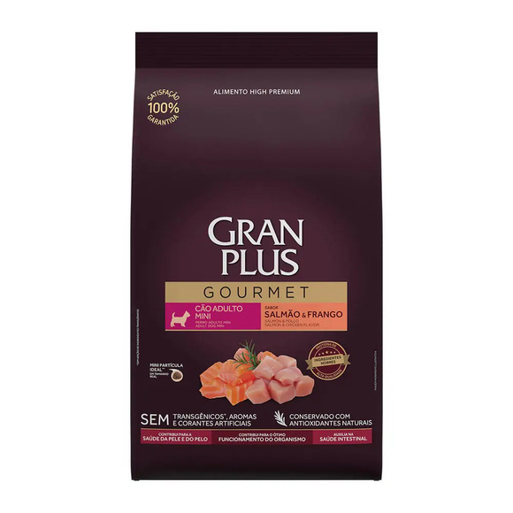 Ração GranPlus Gourmet Cães Adultos Mini Salmão e Frango 1kg