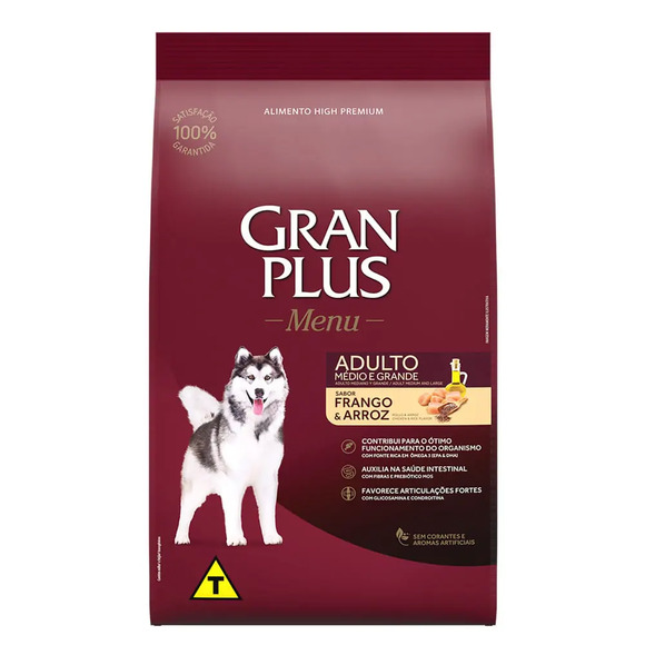 Ração GranPlus Menu Cães Adultos Frango e Arroz 10,1 kg
