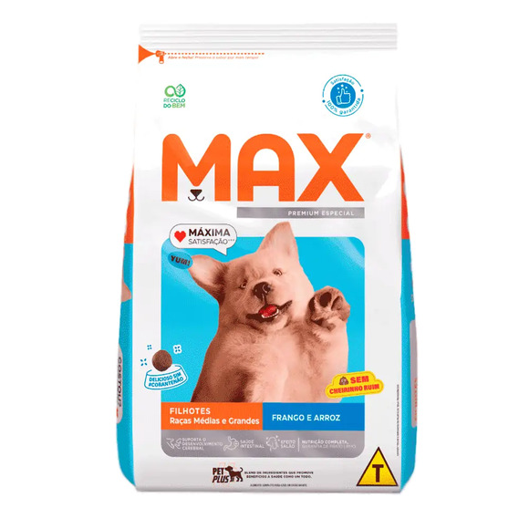 Ração Max para Cães Filhotes Raças Médias e Grandes Frango e Arroz 15 kg