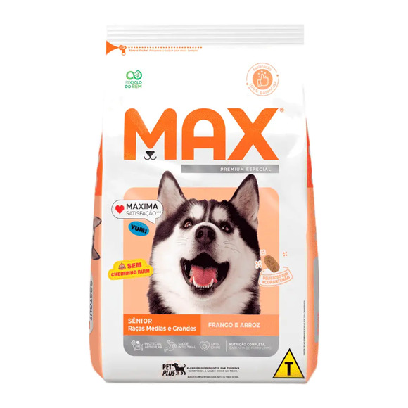Max Caes Senior Frango E Arroz 3kg