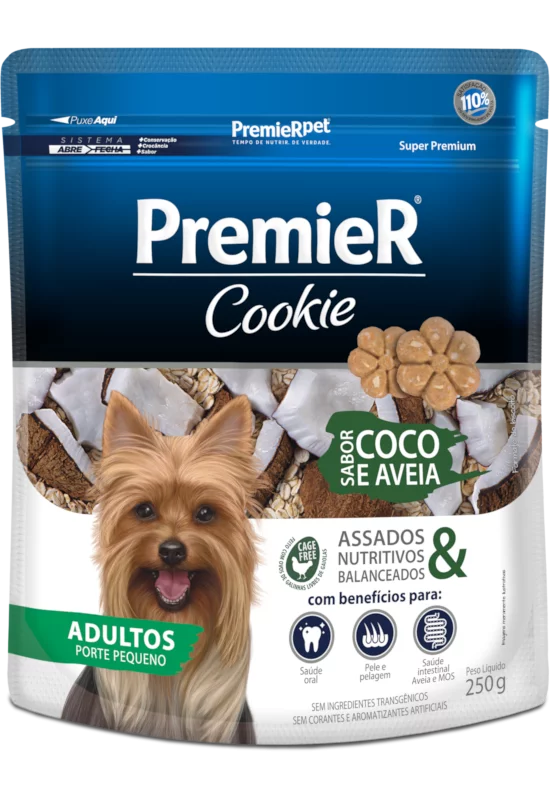 Premier Cookie Caes Ad. Racas Peq. Coco E Aveia 250g