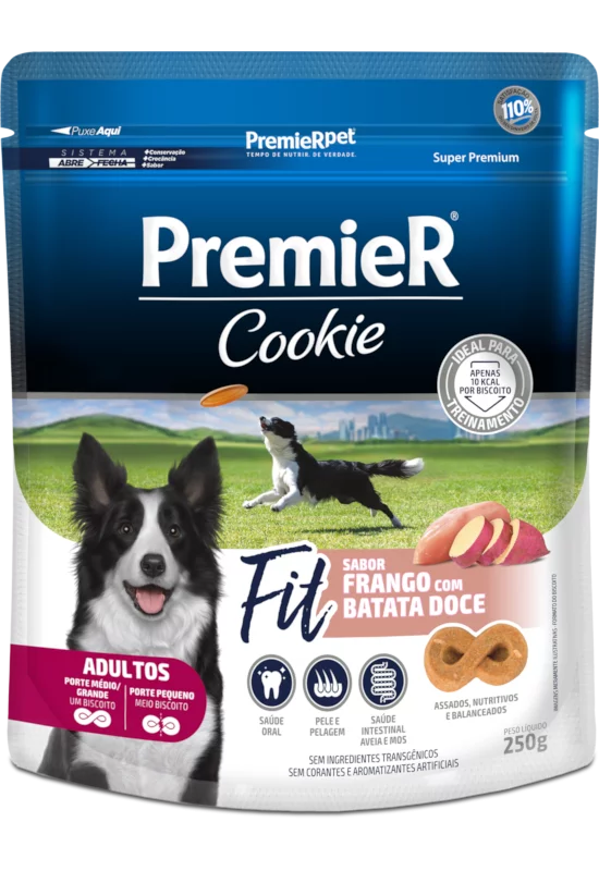 Premier Cookie Caes Ad Fit Frango/bat. Doce 250g