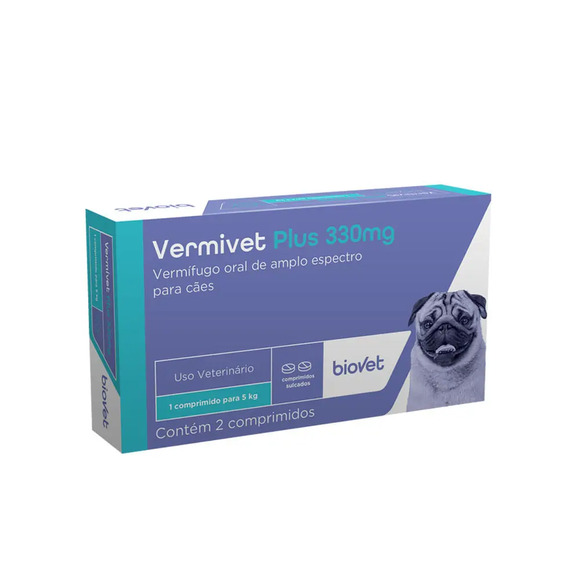 Vermífugo Vermivet Plus para Cães 330 mg Biovet 2 comprimidos
