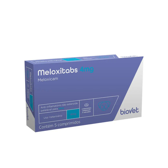 Anti-inflamatório Meloxitabs 4mg para Cães Biovet 5 comprimidos