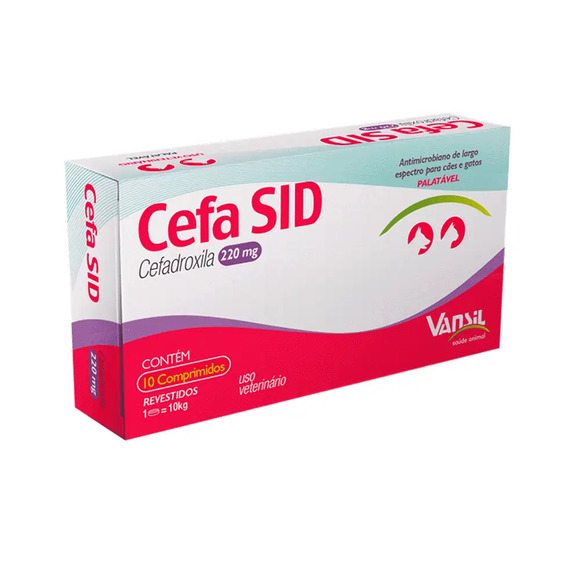 Cefa Sid 220mg Antimicrobiano para Cães e Gatos 10 comprimidos