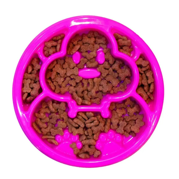 Comedouro Lento Cães Design Cachorrinho Rosa Único