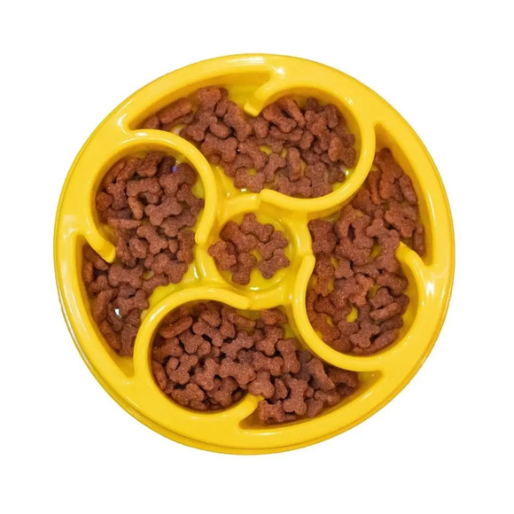 Comedouro Lento para Cachorro Design Círculos Cor Amarela Único