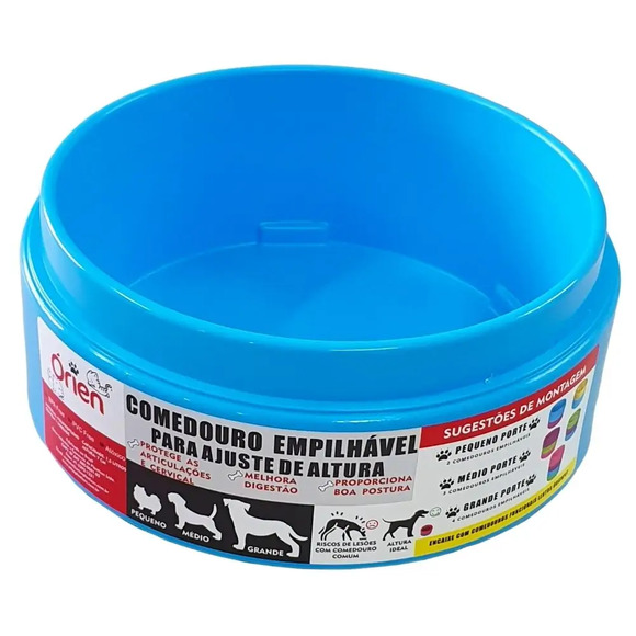 Comedouro Lento Empilhável Cães Azul Único