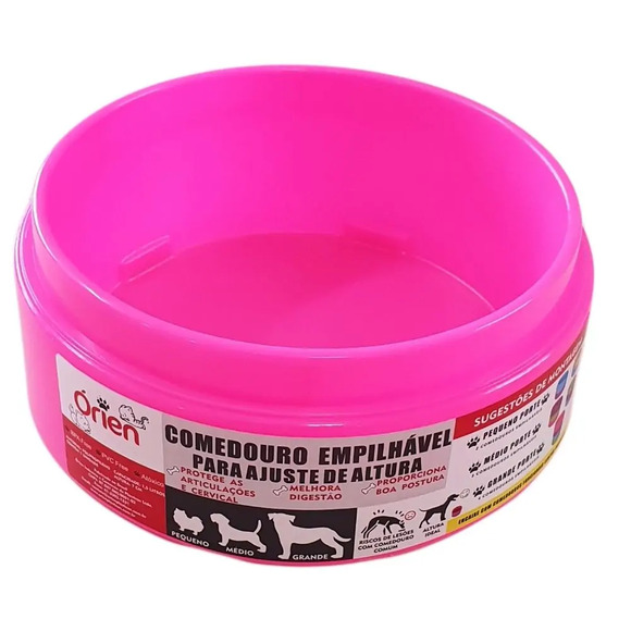 Comedouro Lento Empilhável Cães Rosa Único