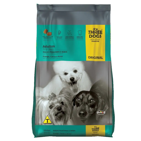 Ração Para Cães Three Dogs Original Raças Pequenas 10,1 Kg