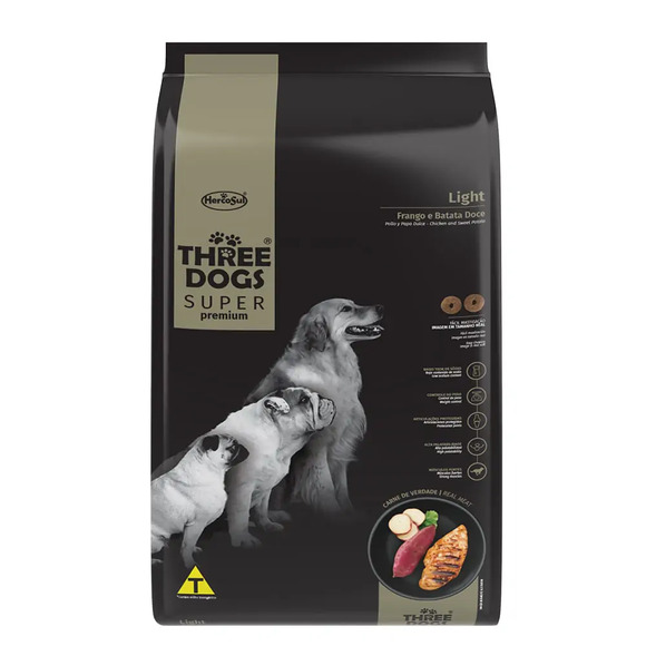 Ração Three Dogs Light Frango e Batata Doce 10,1 kg