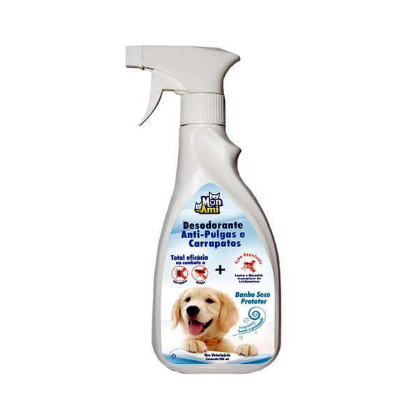 Desodorante Antipulgas e Carrapatos Cães Mon Ami 500 ml