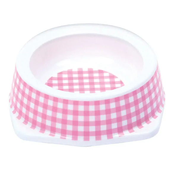 Comedouro Plástico para Gatos Vichy Rosa Único