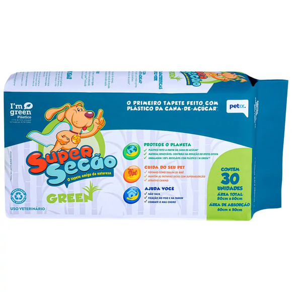 Tapete Higiênico Super Secão Green Petix 30 unidades 30 unidades