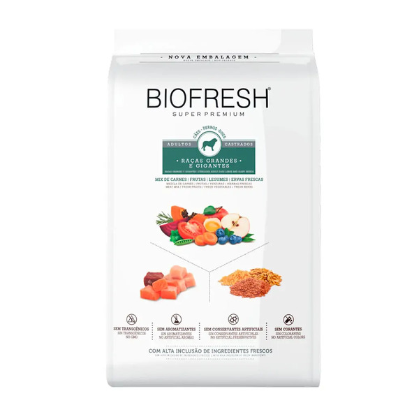 Ração Biofresh Cães Castrados Raças Grandes e Gigantes 15 kg + Brinde