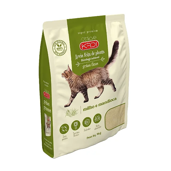Areia Kadi Graos Finos 4kg +  Brinde (Pá coletora higiênica)