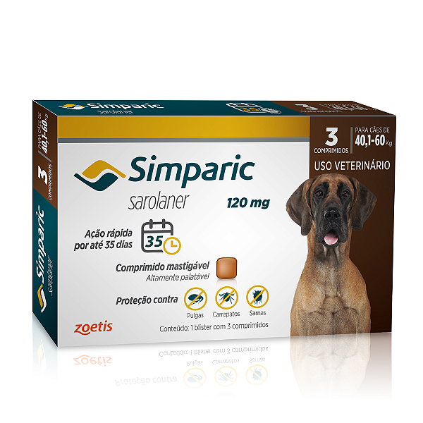 Simparic 3 Comp 120mg ( 40 A 60 Kg) + Brinde