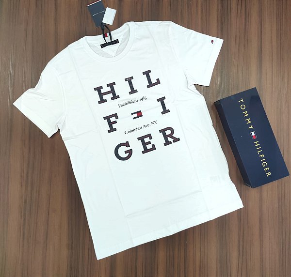 Camiseta Tommy Hilfiger Estampada - Cor Branco 33690 - MS Boutique