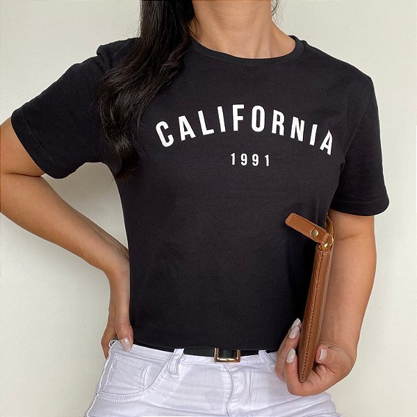 Camiseta T-shirt Feminina Califórnia Preta - Vestenew | Camisetas Tshirts  femininas e masculinas de qualidade e o máximo conforto