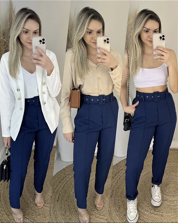 Calça alfaiataria com cinto
