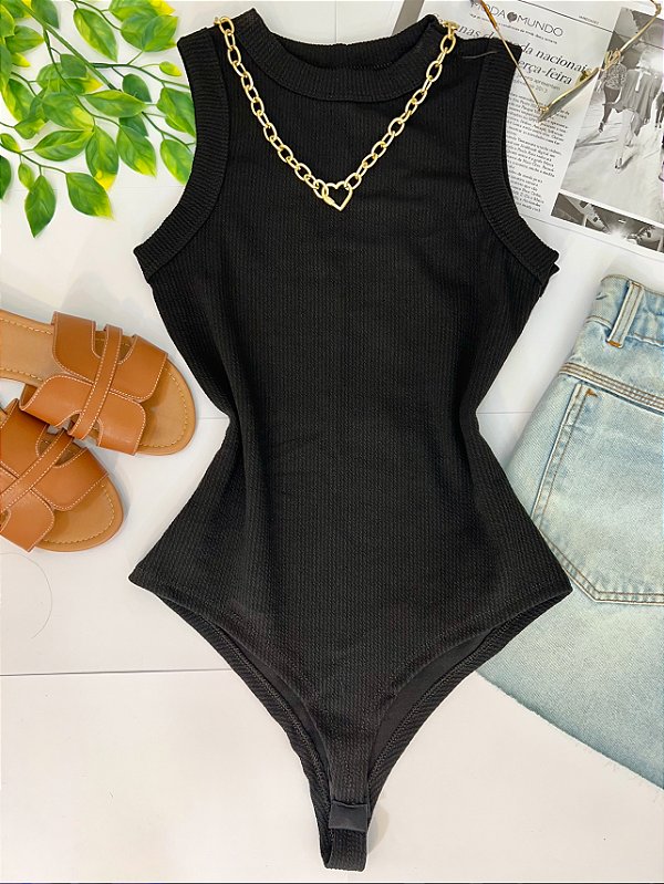 Body nadador canelado Ribana preto