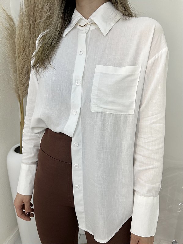 Camisa feminina alongada branca