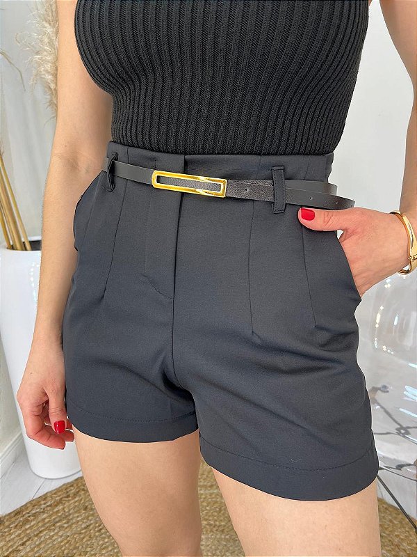 Short alfaiataria com cinto