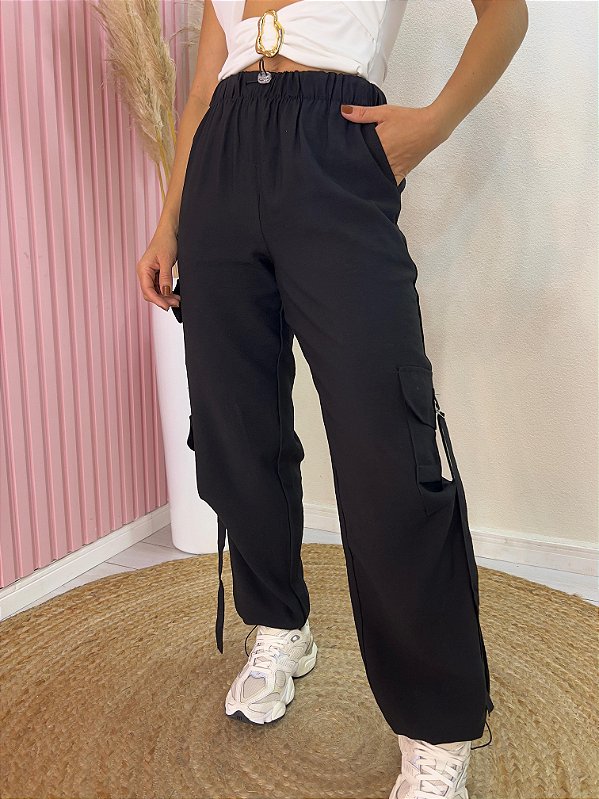 Calça cargo estilosa tecido marrant